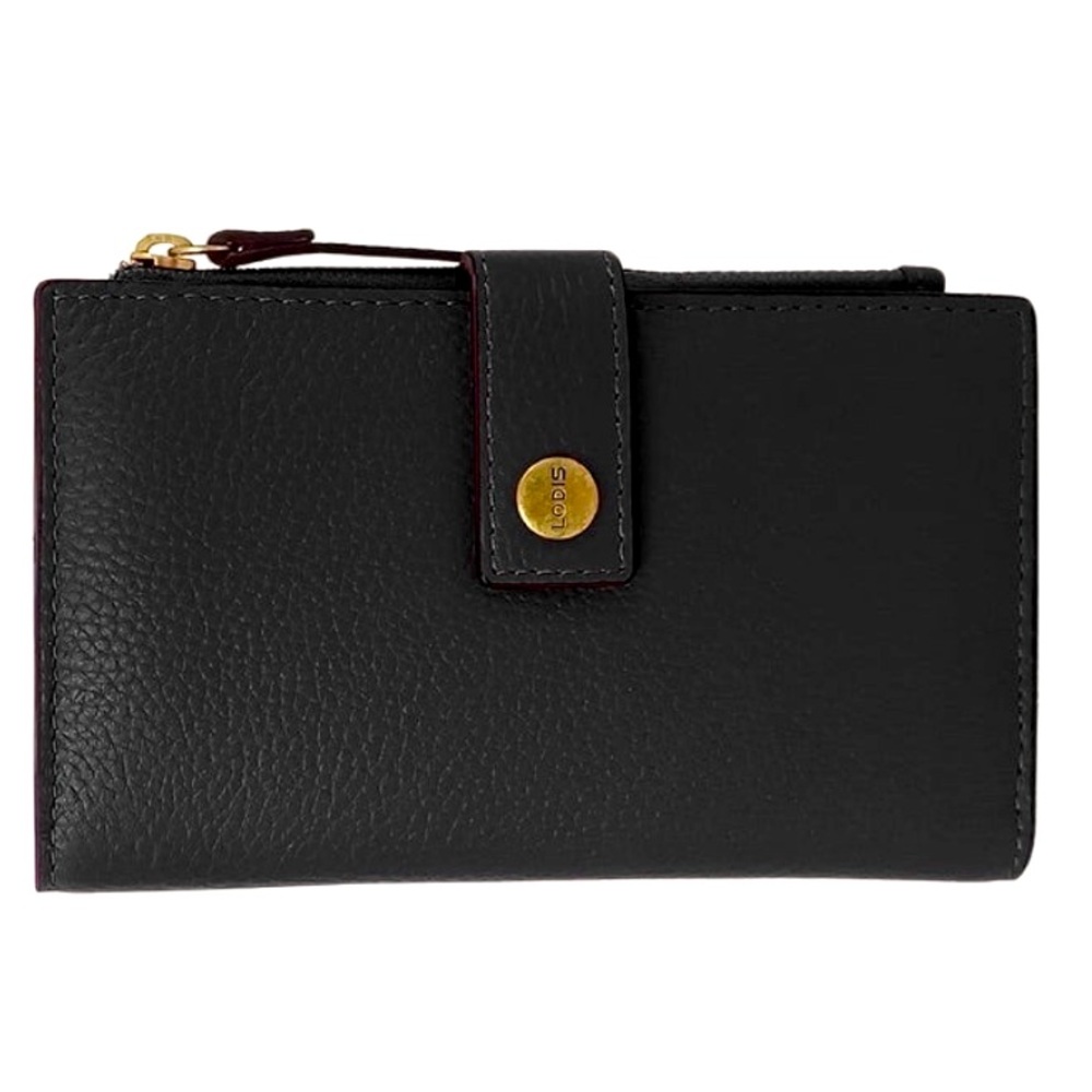Lodis Kate North South Leather French Black Wallet